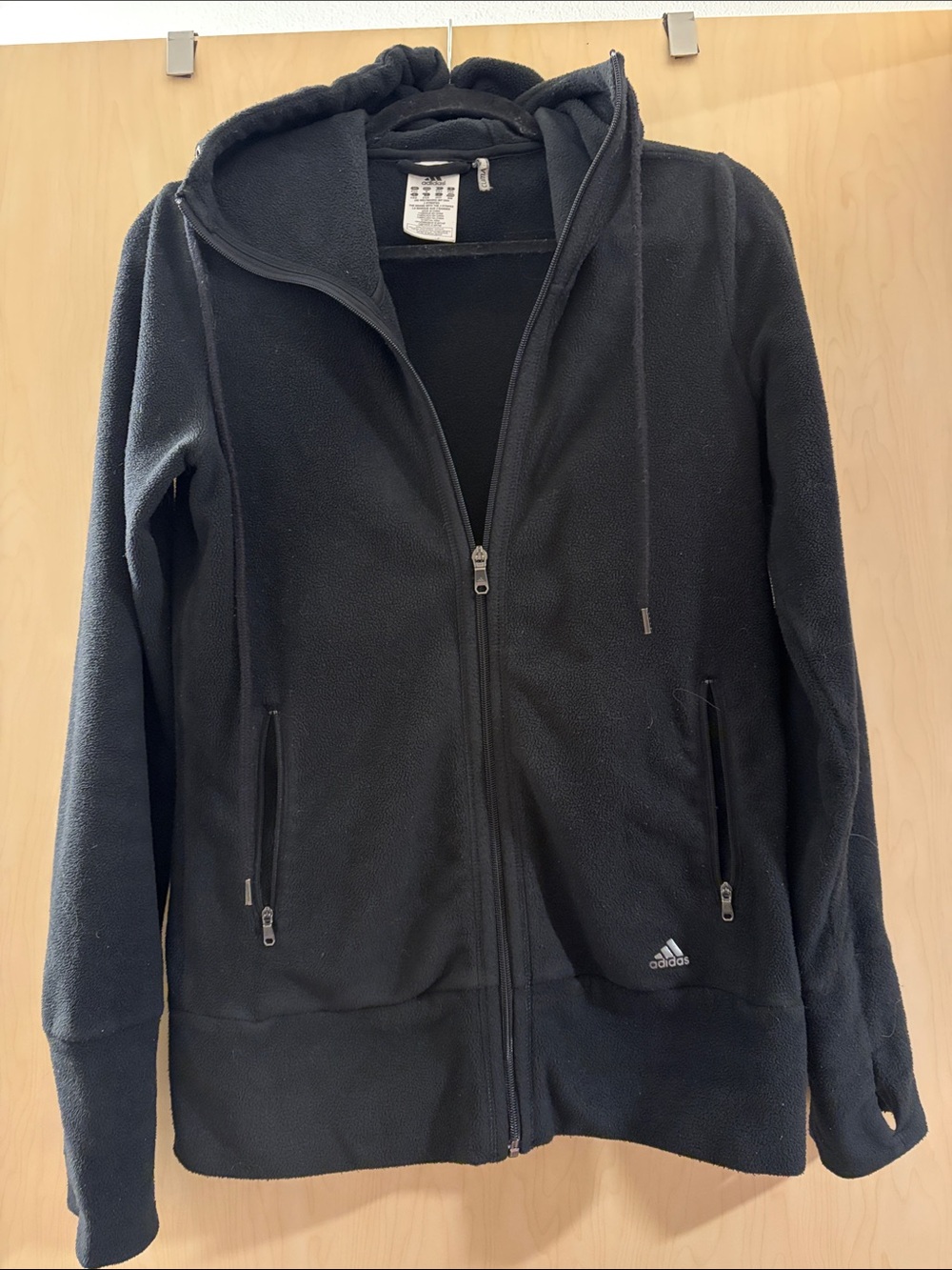 adidas Black Full-Zip Hooded Fleece Jacket